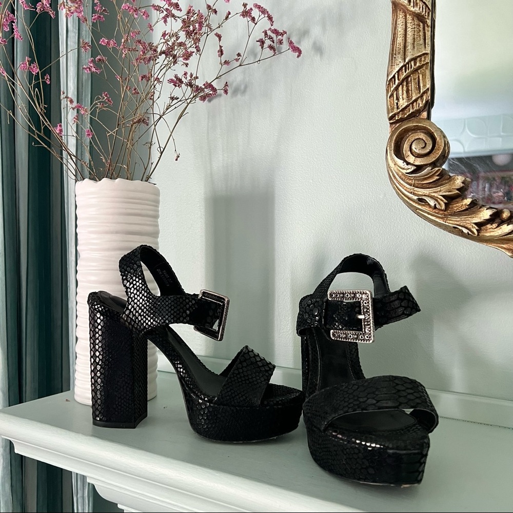 The Kooples Snakeskin platform heels